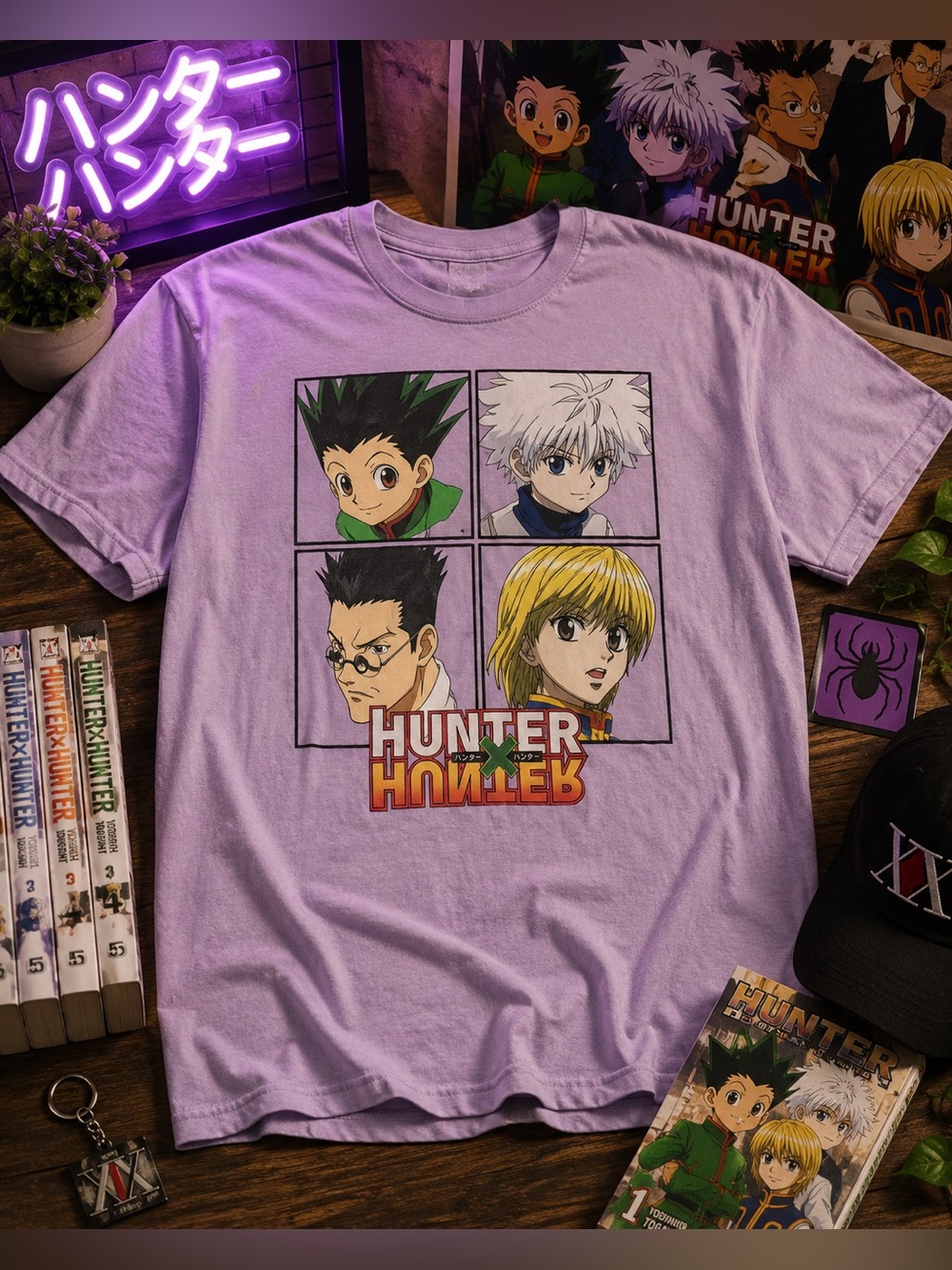 Hunter x Hunter Gon Killua Anime Graphic T-Shirt Purple Men’s Large